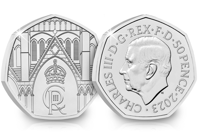 King Charles III Uncrowned Portrait on Circulating Coronation 50p.